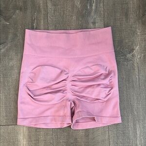 Pink Women's High-Waisted Butt Scrunch Gym Biker Shorts Seamless